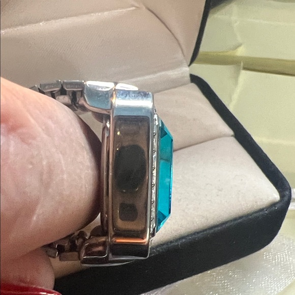 Silver Ring watch with Blue Accents - Picture 3 of 5